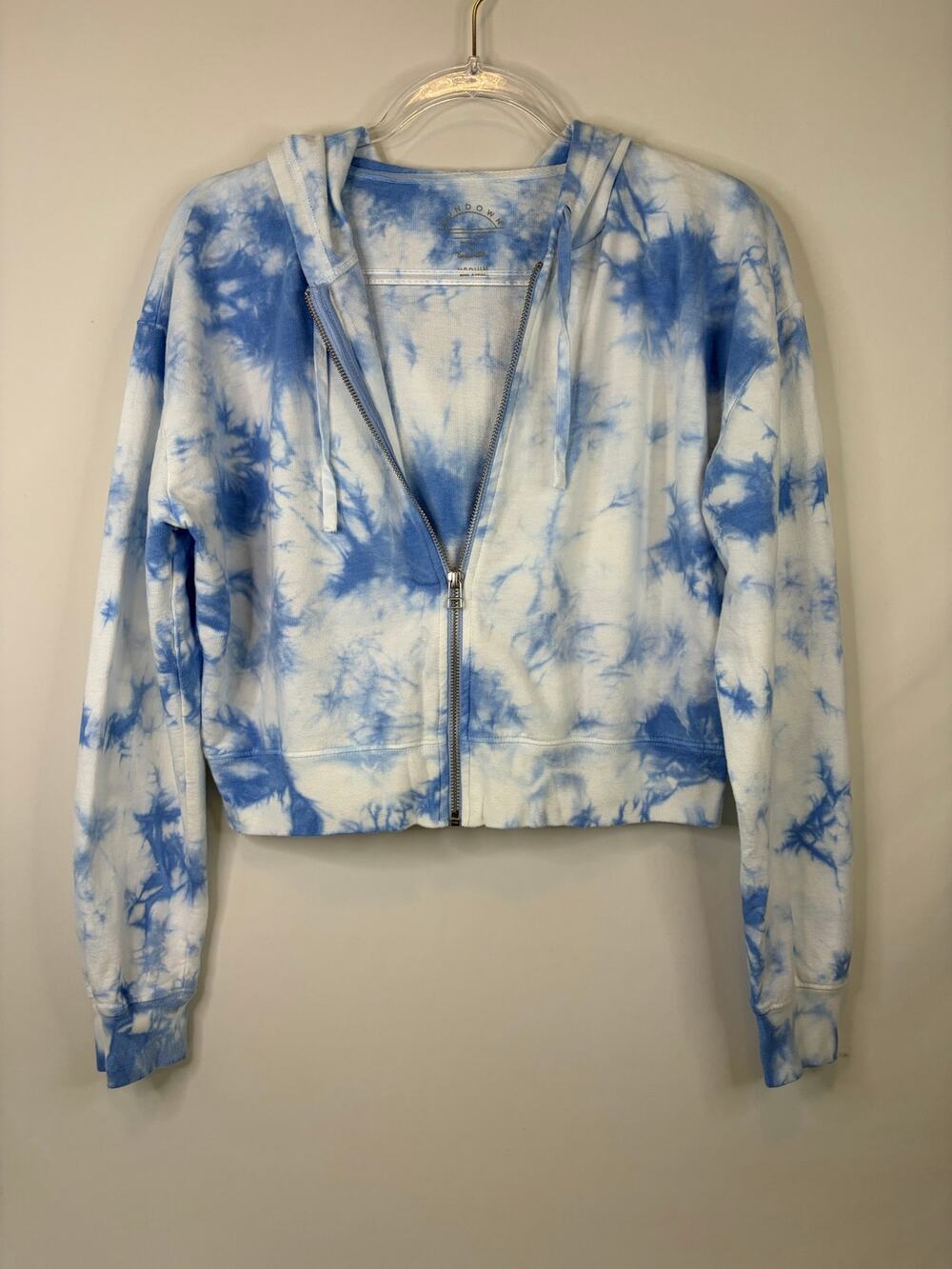 Sundown by Splendid Light Blue Tie Dye Hoodie Sweatshirt Size Medium